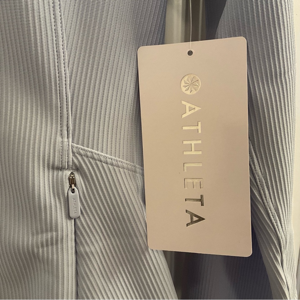 Athleta Salutation Ribbed Jacket III - NWT - Medium - Gossamer Blue Rib - Picture 7 of 12